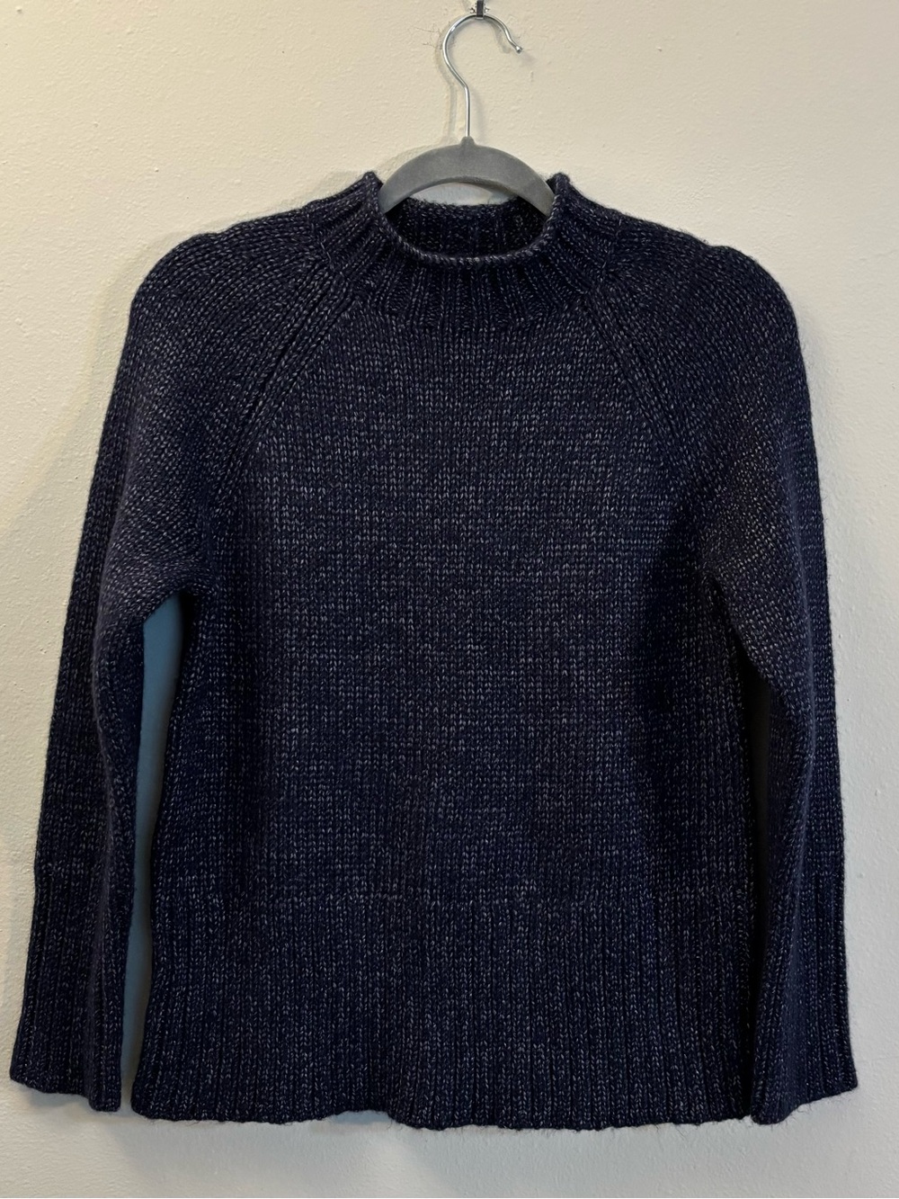 NWOT Talbots Petite Dark Navy with Silver Flecks Ribbed Knit Sweater